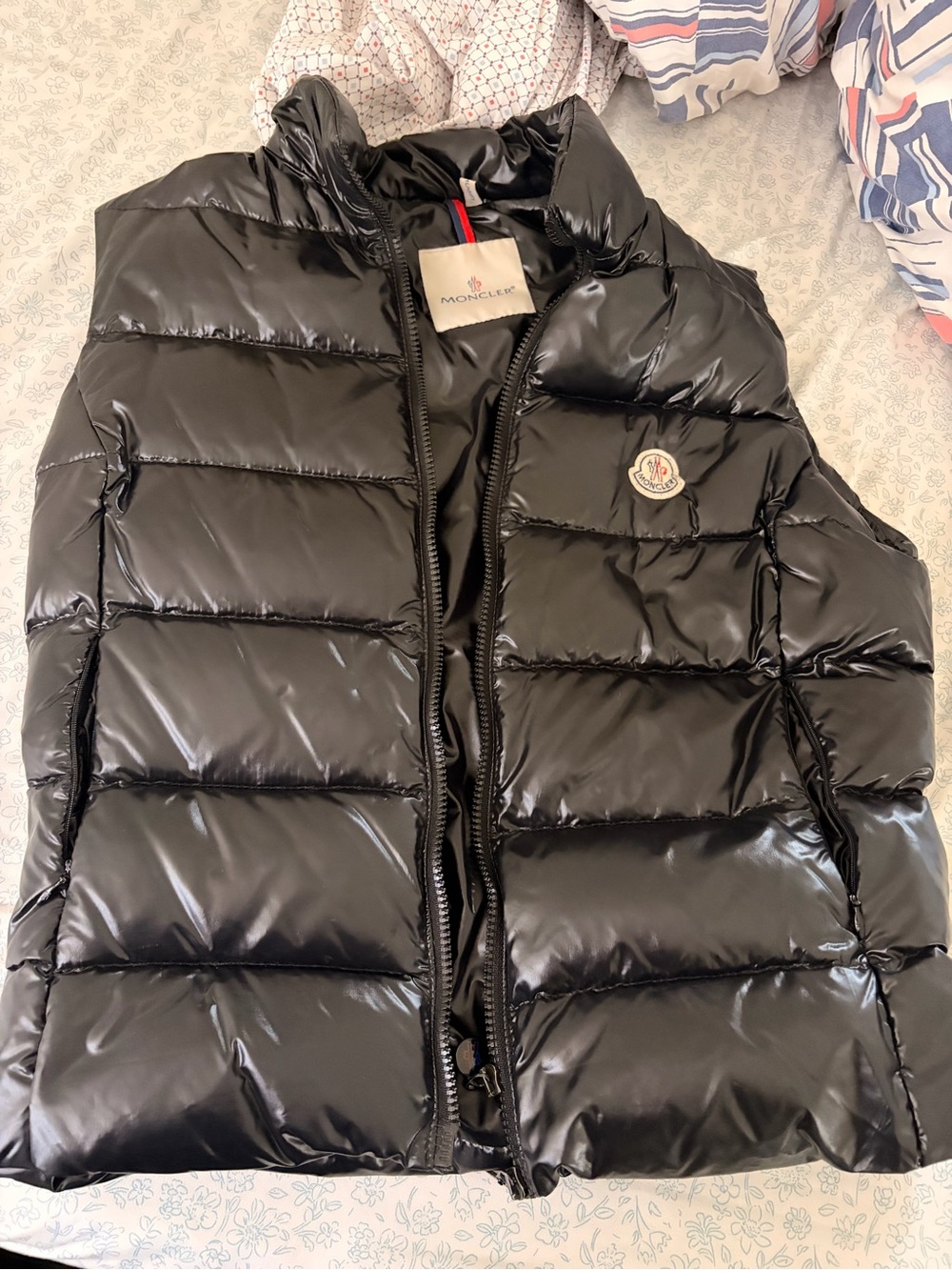 Moncler Black Shiny Quilted Puffer Vest